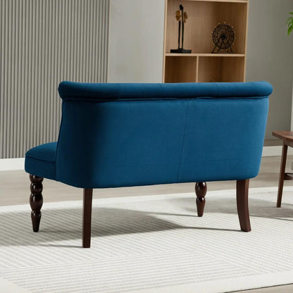 HOMCOM Velvet 2 Seater Sofa, Button Tufted Wingback Loveseat with Rubber Wood Legs for Living Room, Bedroom Additional View 7