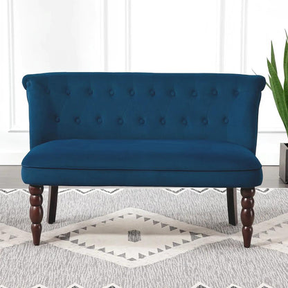 HOMCOM Velvet 2 Seater Sofa, Button Tufted Wingback Loveseat with Rubber Wood Legs for Living Room, Bedroom Additional View 9