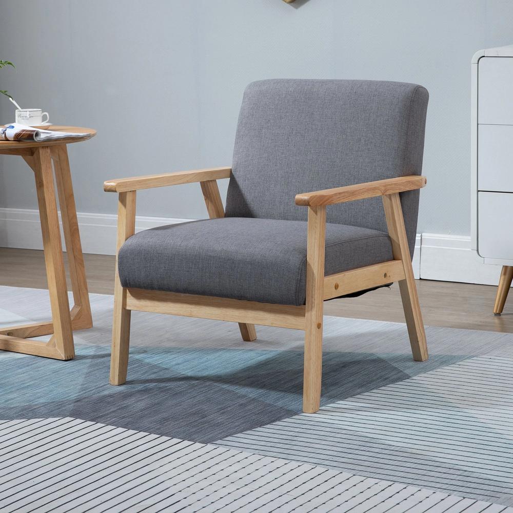 HOMCOM Minimalistic Wooden Frame Accent Chair, with Padded Seat Additional View 11