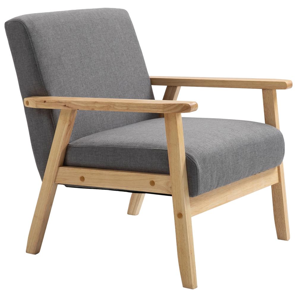 HOMCOM Minimalistic Wooden Frame Accent Chair, with Padded Seat Additional View 12