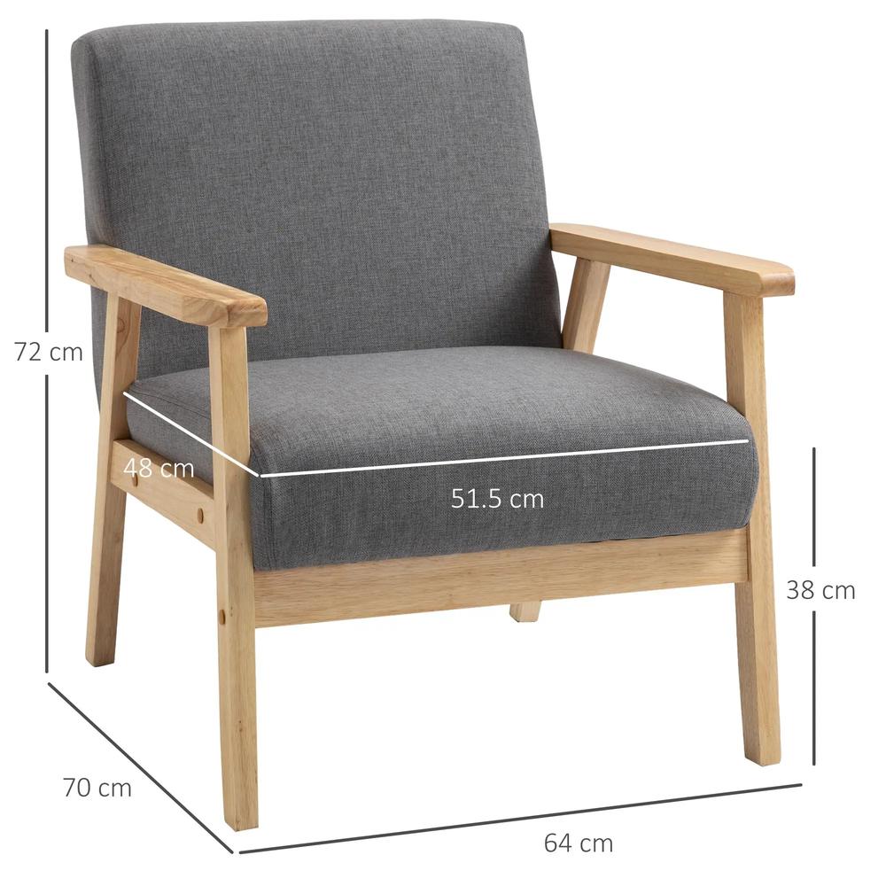 HOMCOM Minimalistic Wooden Frame Accent Chair, with Padded Seat Additional View 3
