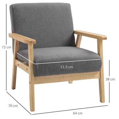 HOMCOM Minimalistic Wooden Frame Accent Chair, with Padded Seat Additional View 3