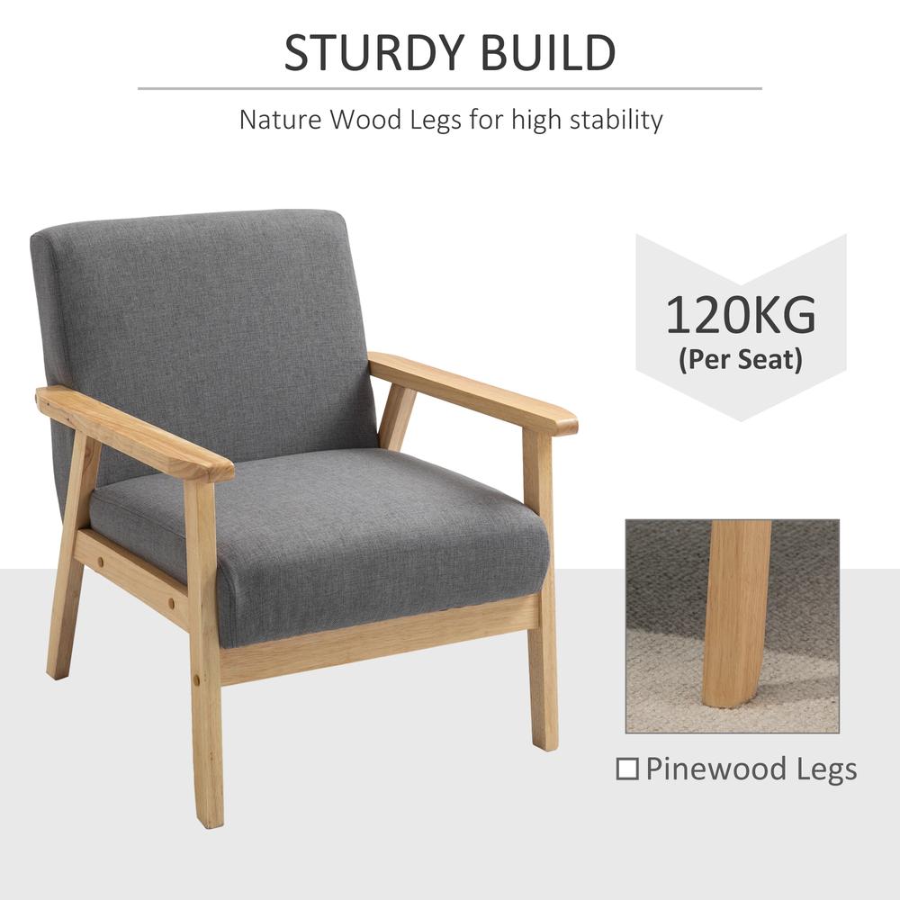 HOMCOM Minimalistic Wooden Frame Accent Chair, with Padded Seat Additional View 5