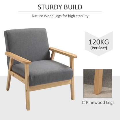 HOMCOM Minimalistic Wooden Frame Accent Chair, with Padded Seat Additional View 5