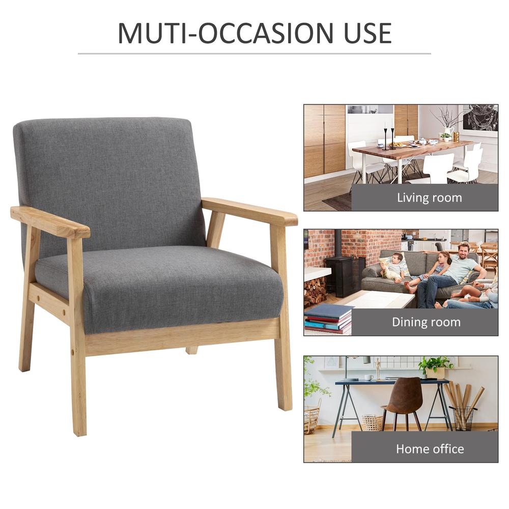 HOMCOM Minimalistic Wooden Frame Accent Chair, with Padded Seat Additional View 6