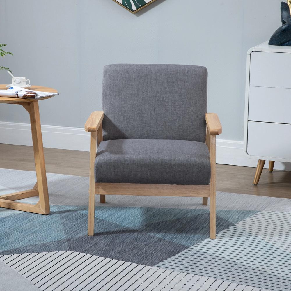HOMCOM Minimalistic Wooden Frame Accent Chair, with Padded Seat Additional View 10