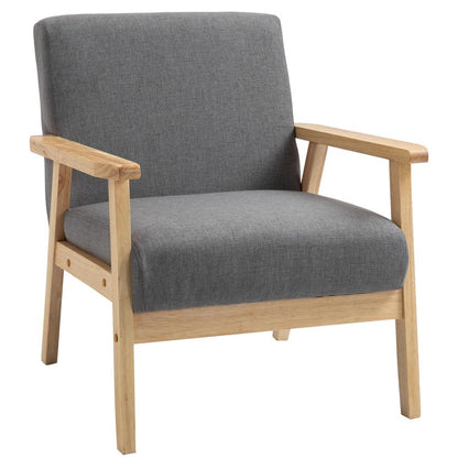 HOMCOM Minimalistic Wooden Frame Accent Chair, with Padded Seat