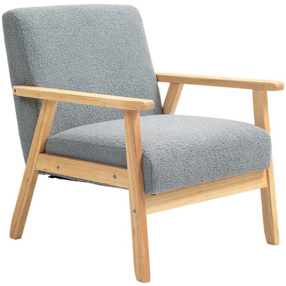 HOMCOM Modern Armchair, Sherpa Fleece Upholstered Accent Chair with Solid Wood Legs and Wide Seat, Padding Lounge Chair for Living Room Bedroom Office Additional View 11