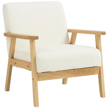 HOMCOM Modern Armchair, Sherpa Fleece Upholstered Accent Chair with Solid Wood Legs and Wide Seat, Padding Lounge Chair for Living Room Bedroom Office Additional View 12