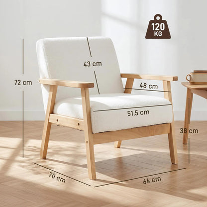 HOMCOM Modern Armchair, Sherpa Fleece Upholstered Accent Chair with Solid Wood Legs and Wide Seat, Padding Lounge Chair for Living Room Bedroom Office Additional View 14