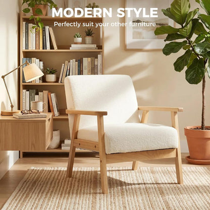 HOMCOM Modern Armchair, Sherpa Fleece Upholstered Accent Chair with Solid Wood Legs and Wide Seat, Padding Lounge Chair for Living Room Bedroom Office Additional View 15