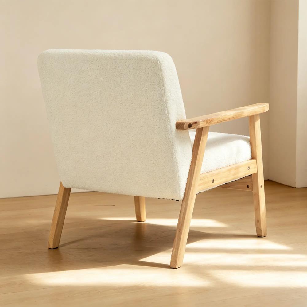 HOMCOM Modern Armchair, Sherpa Fleece Upholstered Accent Chair with Solid Wood Legs and Wide Seat, Padding Lounge Chair for Living Room Bedroom Office Additional View 20
