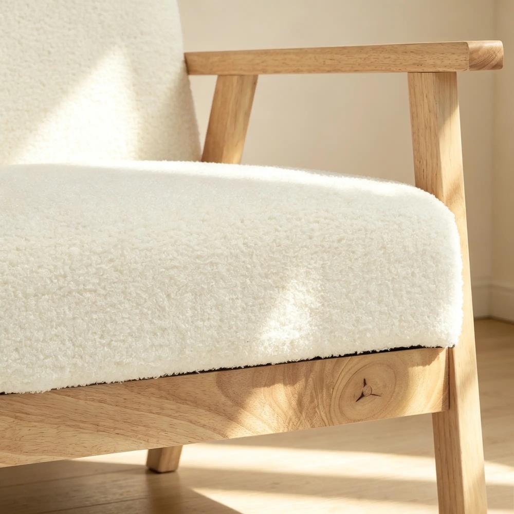 HOMCOM Modern Armchair, Sherpa Fleece Upholstered Accent Chair with Solid Wood Legs and Wide Seat, Padding Lounge Chair for Living Room Bedroom Office Additional View 21