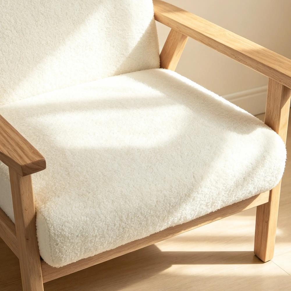 HOMCOM Modern Armchair, Sherpa Fleece Upholstered Accent Chair with Solid Wood Legs and Wide Seat, Padding Lounge Chair for Living Room Bedroom Office Additional View 22