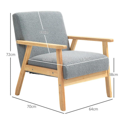 HOMCOM Modern Armchair, Sherpa Fleece Upholstered Accent Chair with Solid Wood Legs and Wide Seat, Padding Lounge Chair for Living Room Bedroom Office Additional View 3