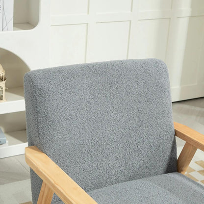 HOMCOM Modern Armchair, Sherpa Fleece Upholstered Accent Chair with Solid Wood Legs and Wide Seat, Padding Lounge Chair for Living Room Bedroom Office Additional View 9