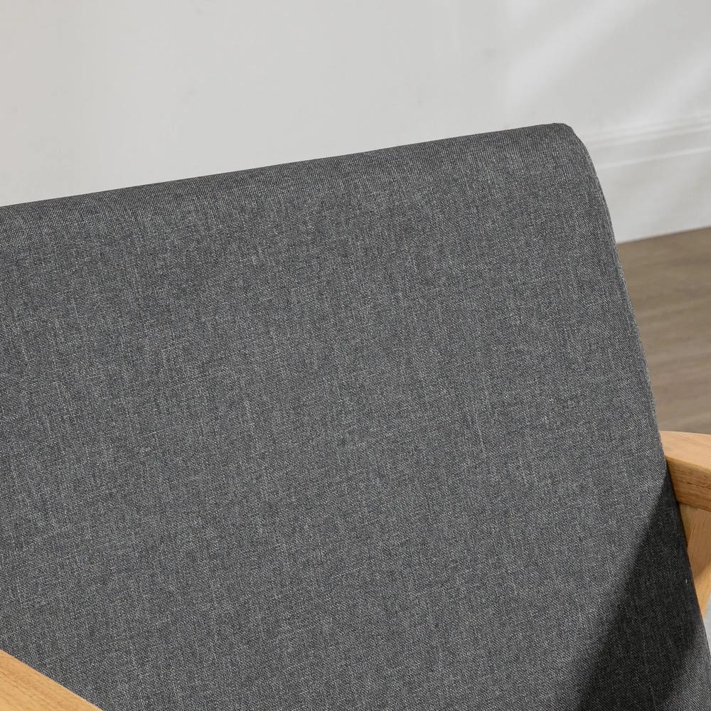 HOMCOM Fabric Accent Chair for Living Room, Arm Chair with Rubber Wood Frame and Padded Cushion, Dark Grey Additional View 6
