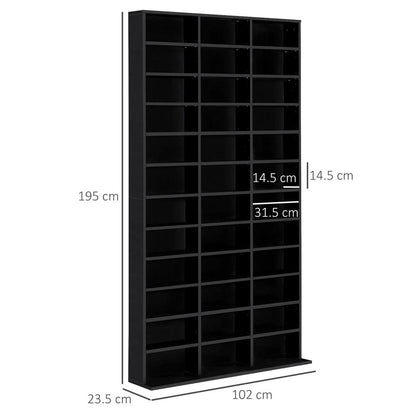 HOMCOM 1116 CD/ 528 DVD Storage Unit, Media Storage Shelf, Wooden Display Unit with Adjustable Shelves, 102 x 195 cm, Black Additional View 3