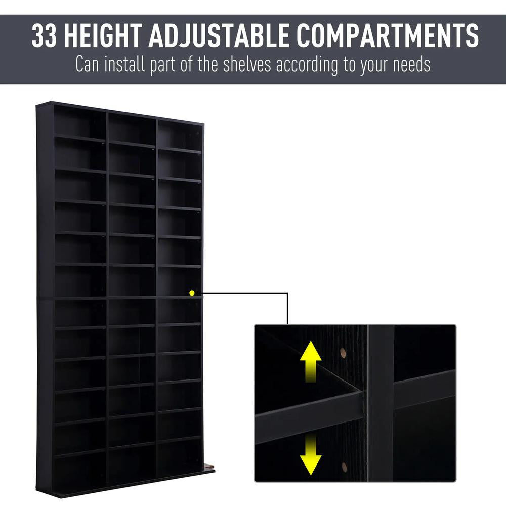HOMCOM 1116 CD/ 528 DVD Storage Unit, Media Storage Shelf, Wooden Display Unit with Adjustable Shelves, 102 x 195 cm, Black Additional View 4