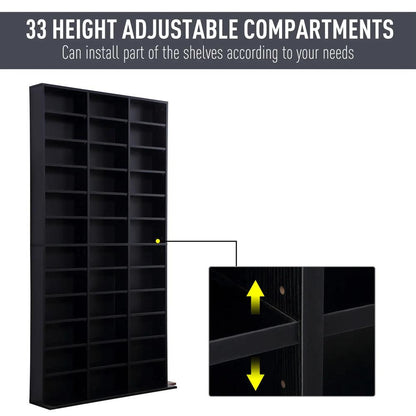 HOMCOM 1116 CD/ 528 DVD Storage Unit, Media Storage Shelf, Wooden Display Unit with Adjustable Shelves, 102 x 195 cm, Black Additional View 4