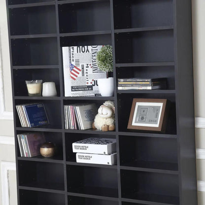 HOMCOM 1116 CD/ 528 DVD Storage Unit, Media Storage Shelf, Wooden Display Unit with Adjustable Shelves, 102 x 195 cm, Black Additional View 9
