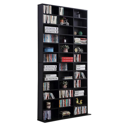 HOMCOM 1116 CD/ 528 DVD Storage Unit, Media Storage Shelf, Wooden Display Unit with Adjustable Shelves, 102 x 195 cm, Black Additional View 10