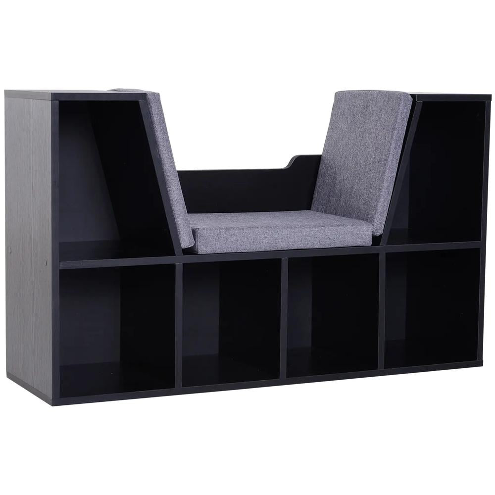 HOMCOM Bookcase Storage Shelf with Cushioned Reading Seat, Cube Bookshelf Organizer for Bedroom Living Room Additional View 15