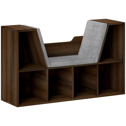 HOMCOM Bookcase Storage Shelf with Cushioned Reading Seat, Cube Bookshelf Organizer for Bedroom Living Room Additional View 16