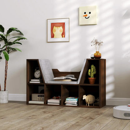 HOMCOM Bookcase Storage Shelf with Cushioned Reading Seat, Cube Bookshelf Organizer for Bedroom Living Room Additional View 22