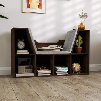 HOMCOM Bookcase Storage Shelf with Cushioned Reading Seat, Cube Bookshelf Organizer for Bedroom Living Room Additional View 23