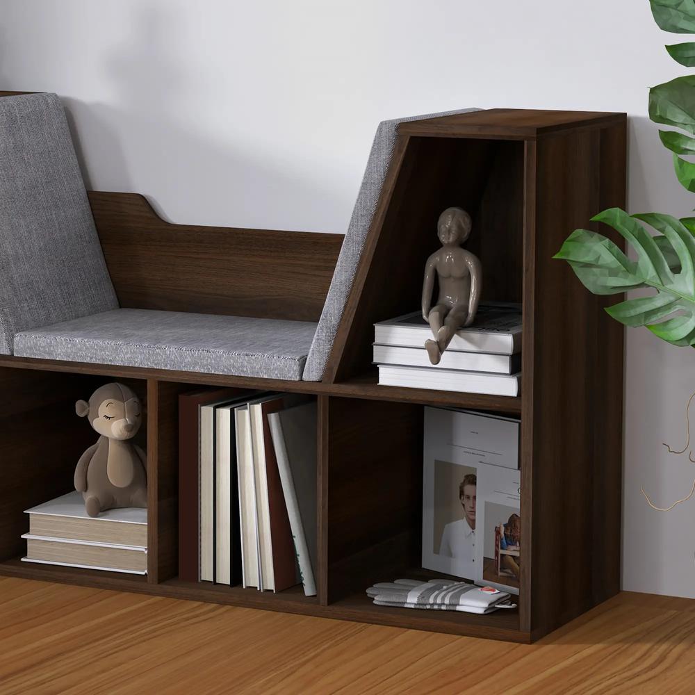 HOMCOM Bookcase Storage Shelf with Cushioned Reading Seat, Cube Bookshelf Organizer for Bedroom Living Room Additional View 24