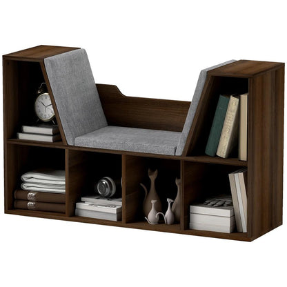HOMCOM Bookcase Storage Shelf with Cushioned Reading Seat, Cube Bookshelf Organizer for Bedroom Living Room Additional View 26