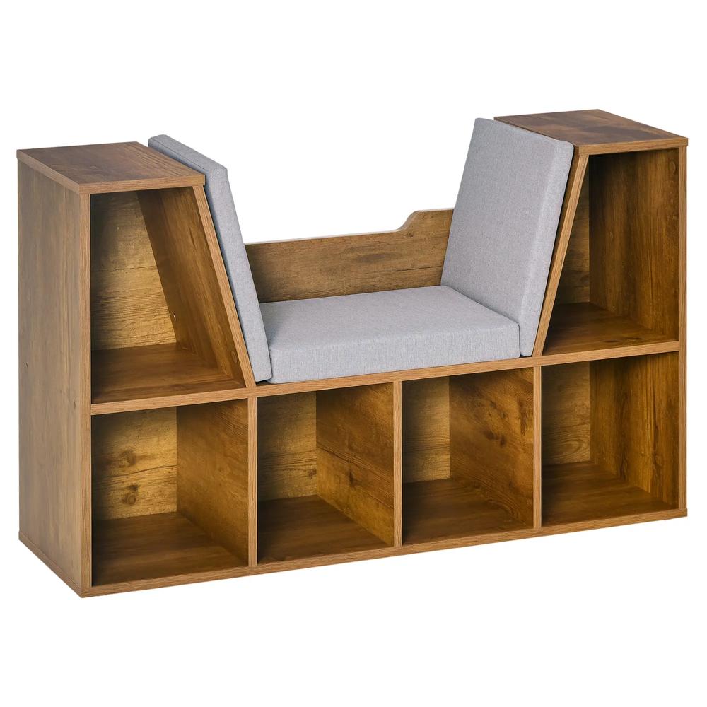 HOMCOM Bookcase Storage Shelf with Cushioned Reading Seat, Cube Bookshelf Organizer for Bedroom Living Room Additional View 27