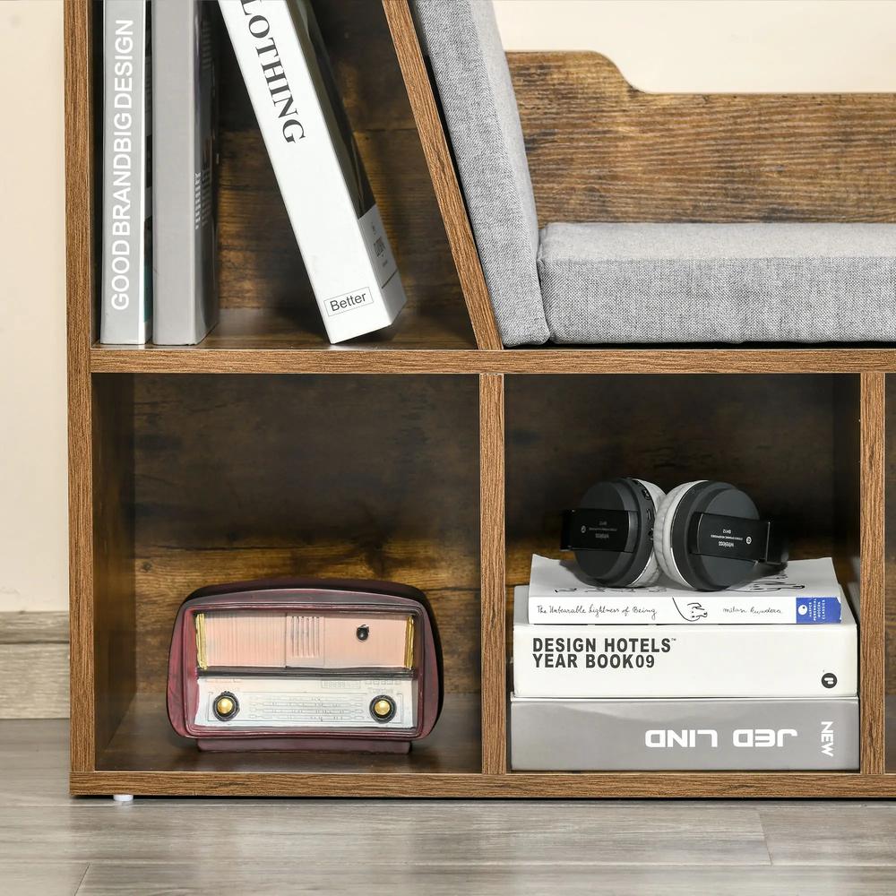 HOMCOM Bookcase Storage Shelf with Cushioned Reading Seat, Cube Bookshelf Organizer for Bedroom Living Room Additional View 34