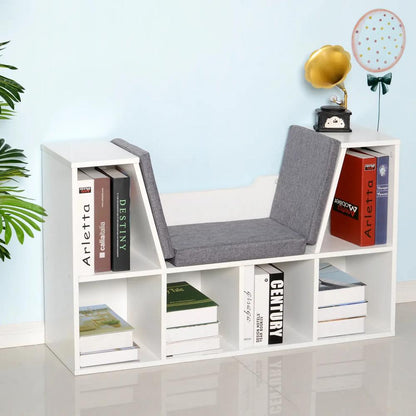 HOMCOM Bookcase Storage Shelf with Cushioned Reading Seat, Cube Bookshelf Organizer for Bedroom Living Room Additional View 46