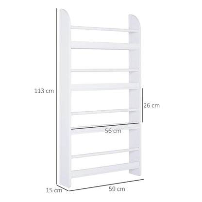 HOMCOM Bookcase, 4 Tier Wall Mounted Bookshelf, 15cm Depth Storage Shelving Rack for Bedroom Nursery Office Home, Accessories Supplies, White Additional View 3