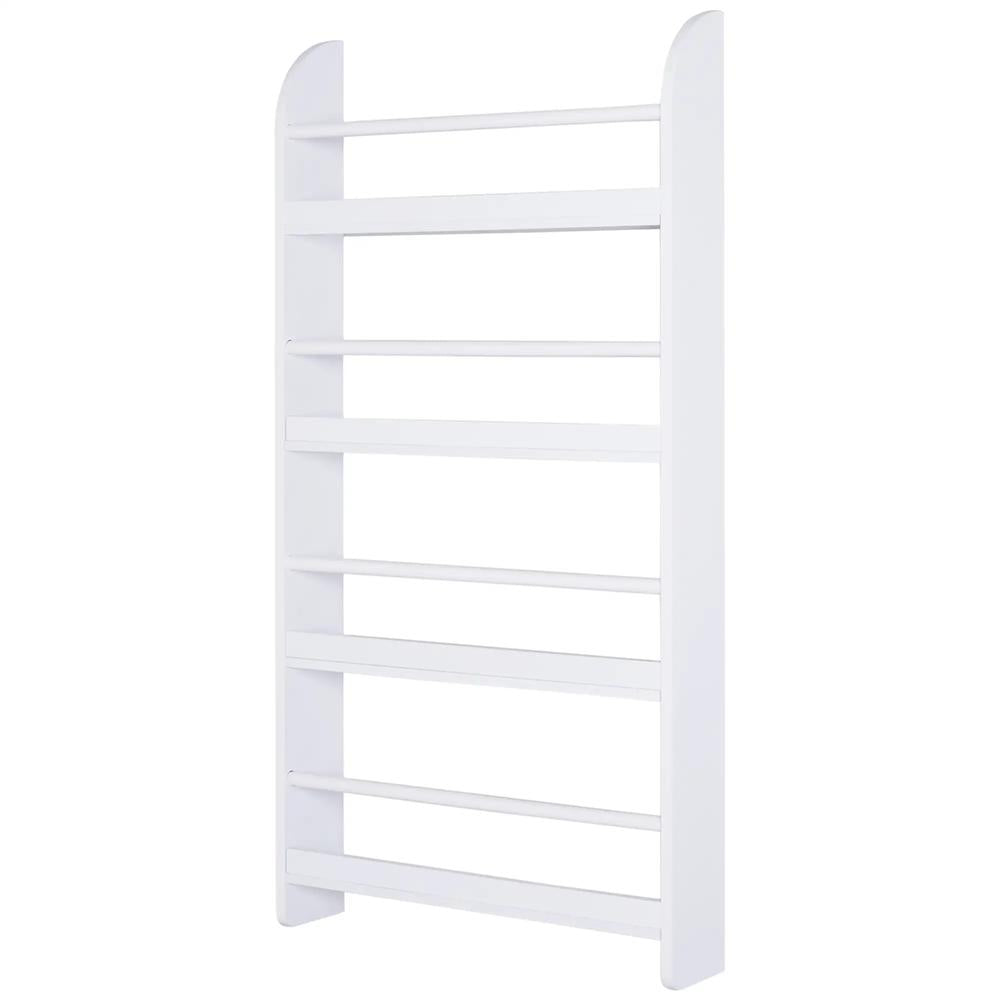 HOMCOM Bookcase, 4 Tier Wall Mounted Bookshelf, 15cm Depth Storage Shelving Rack for Bedroom Nursery Office Home, Accessories Supplies, White Additional View 10