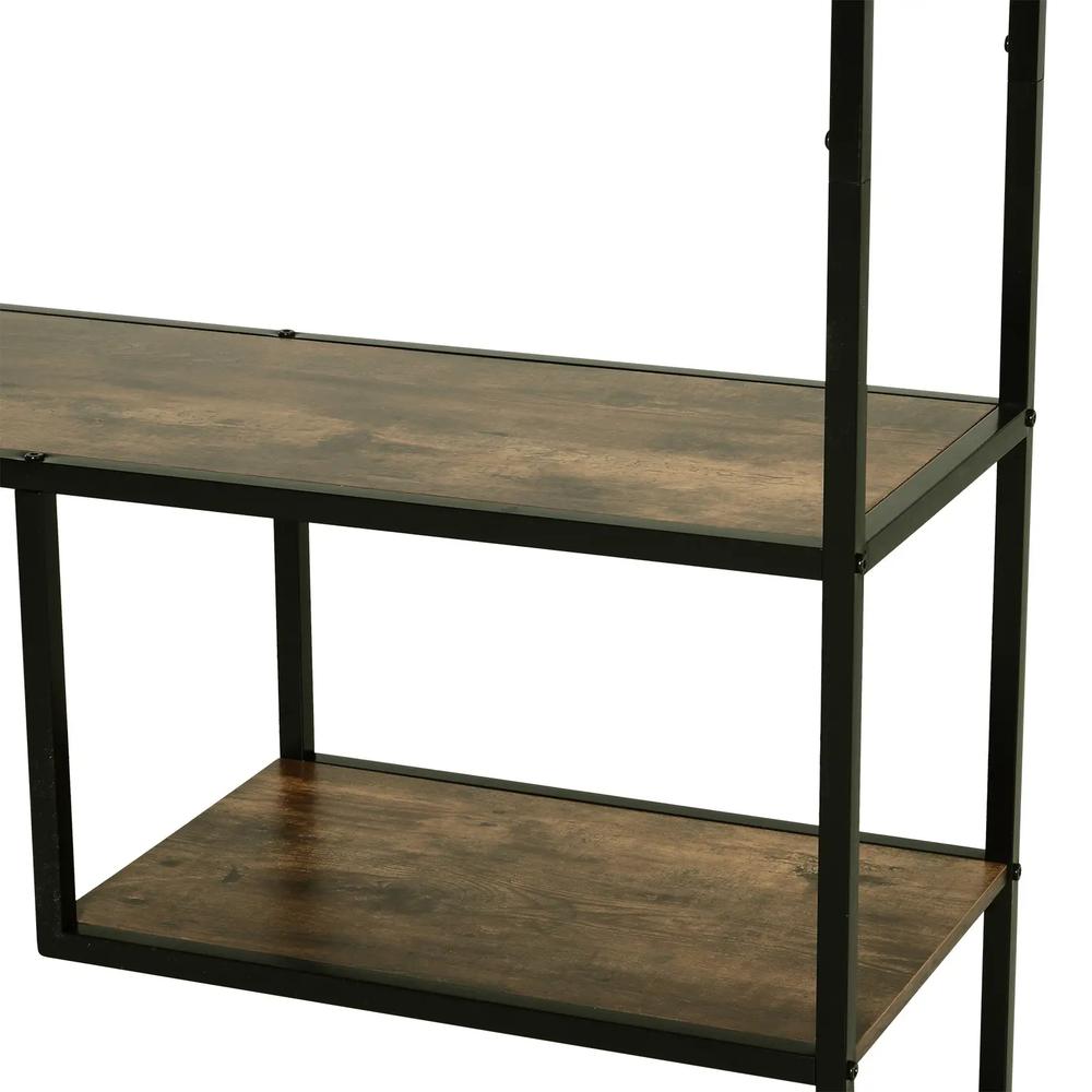 HOMCOM 6 Tier Bookcase, Industrial Tall Shelf Unit with Steel Frame for Home Office, Study, Living Room, Hallway, 82 x 33.5 x 175 cm, Rustic Brown and Black Additional View 8