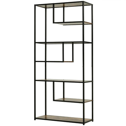 HOMCOM 6 Tier Bookcase, Industrial Tall Shelf Unit with Steel Frame for Home Office, Study, Living Room, Hallway, 82 x 33.5 x 175 cm, Rustic Brown and Black Additional View 10