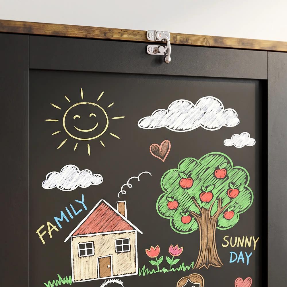 HOMCOM Folding Wall-Mounted Drop-Leaf Table, Convertible Wall Table With Chalkboard and Storage Shelf, Multifunctional Floating Desk for Home Office Additional View 20