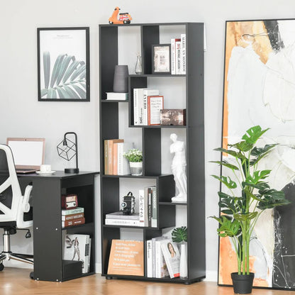 HOMCOM 8-Tier Freestanding Bookcase w/ Melamine Surface Anti-Tipping Foot Pads Home Display Storage Grid Stand Bedroom Living Room Furniture Modern Style - Black Additional View 11