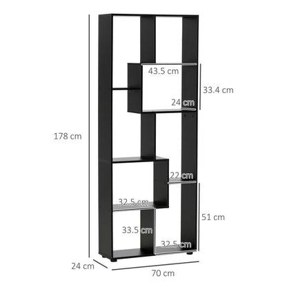 HOMCOM 8-Tier Freestanding Bookcase w/ Melamine Surface Anti-Tipping Foot Pads Home Display Storage Grid Stand Bedroom Living Room Furniture Modern Style - Black Additional View 3