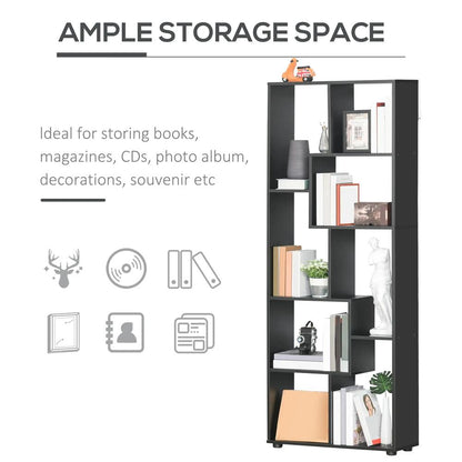 HOMCOM 8-Tier Freestanding Bookcase w/ Melamine Surface Anti-Tipping Foot Pads Home Display Storage Grid Stand Bedroom Living Room Furniture Modern Style - Black Additional View 4