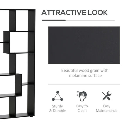 HOMCOM 8-Tier Freestanding Bookcase w/ Melamine Surface Anti-Tipping Foot Pads Home Display Storage Grid Stand Bedroom Living Room Furniture Modern Style - Black Additional View 5