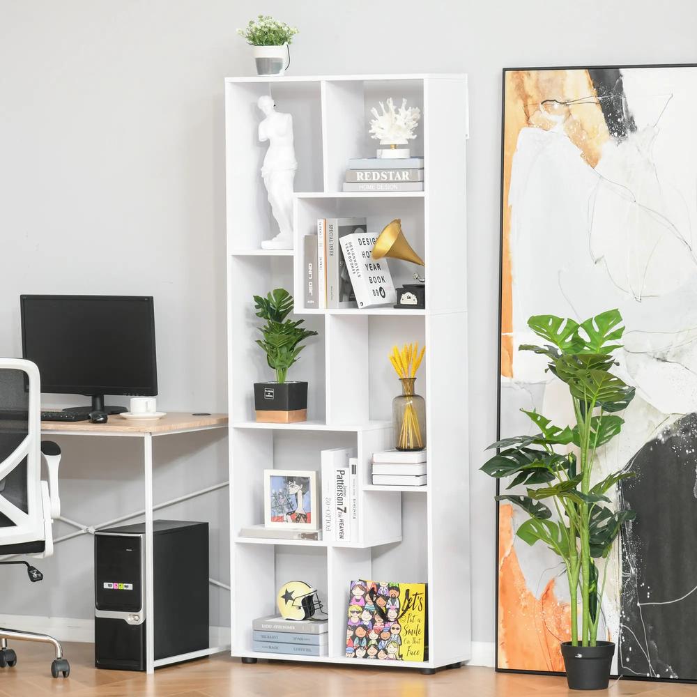 HOMCOM Modern Room Divider, Bookshelf, Tall Bookcase for Living Room, Bedroom, Home Office, 70 x 24 x 178 cm, White Additional View 2