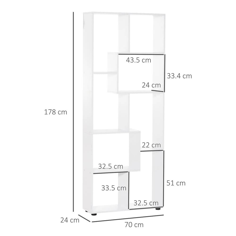 HOMCOM Modern Room Divider, Bookshelf, Tall Bookcase for Living Room, Bedroom, Home Office, 70 x 24 x 178 cm, White Additional View 3