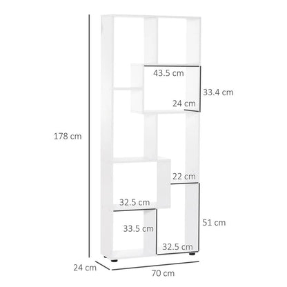 HOMCOM Modern Room Divider, Bookshelf, Tall Bookcase for Living Room, Bedroom, Home Office, 70 x 24 x 178 cm, White Additional View 3