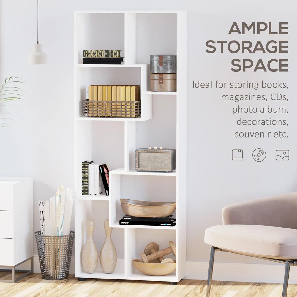 HOMCOM Modern Room Divider, Bookshelf, Tall Bookcase for Living Room, Bedroom, Home Office, 70 x 24 x 178 cm, White Additional View 4