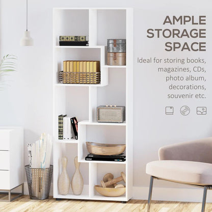 HOMCOM Modern Room Divider, Bookshelf, Tall Bookcase for Living Room, Bedroom, Home Office, 70 x 24 x 178 cm, White Additional View 4