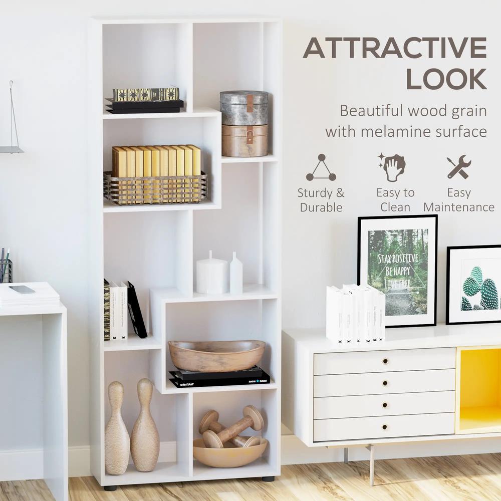HOMCOM Modern Room Divider, Bookshelf, Tall Bookcase for Living Room, Bedroom, Home Office, 70 x 24 x 178 cm, White Additional View 5